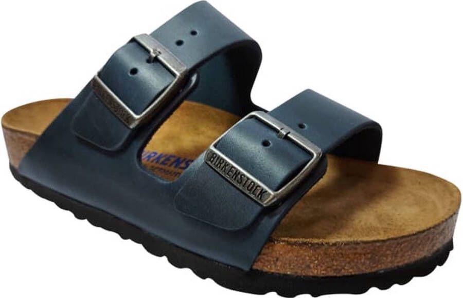 Birkenstock Slipper Arizona 1013643 Blauw Vet Leer Normaal Zacht Voetbed