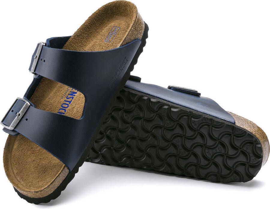 Birkenstock Slipper Arizona 1013643 Blauw Vet Leer Normaal Zacht Voetbed