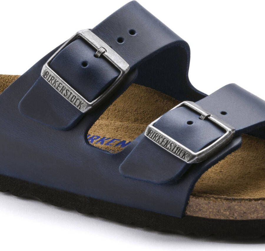 Birkenstock Slipper Arizona 1013643 Blauw Vet Leer Normaal Zacht Voetbed