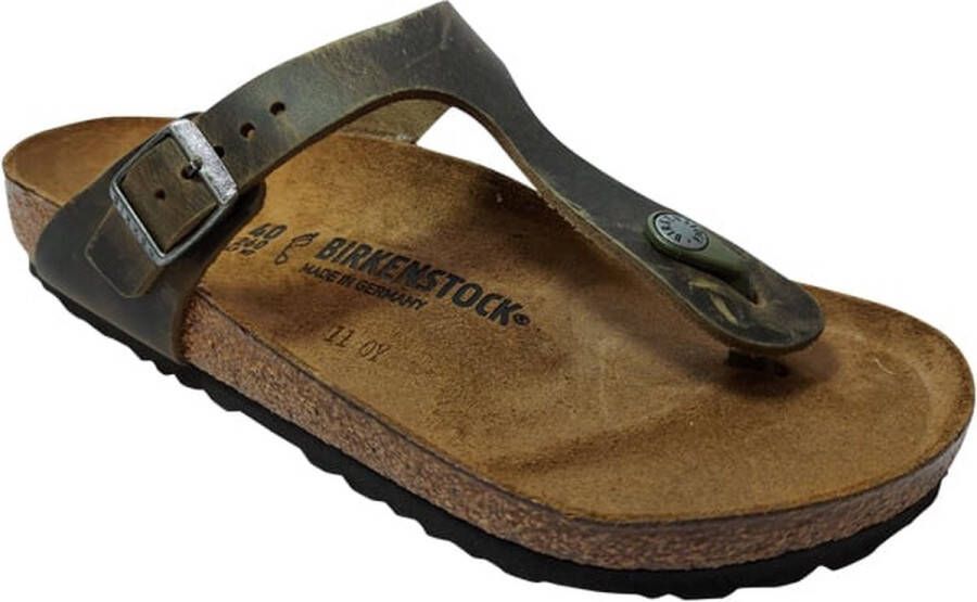 Birkenstock Slipper Gizeh 1019327 Khaki Groen Vet Leer Normaal