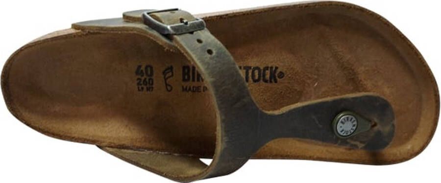 Birkenstock Slipper Gizeh 1019327 Khaki Groen Vet Leer Normaal