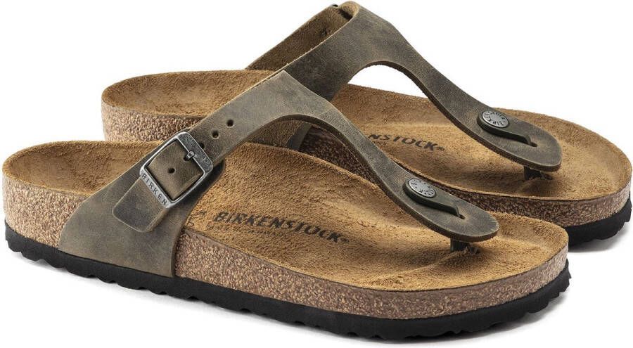 Birkenstock Slipper Gizeh 1019327 Khaki Groen Vet Leer Normaal