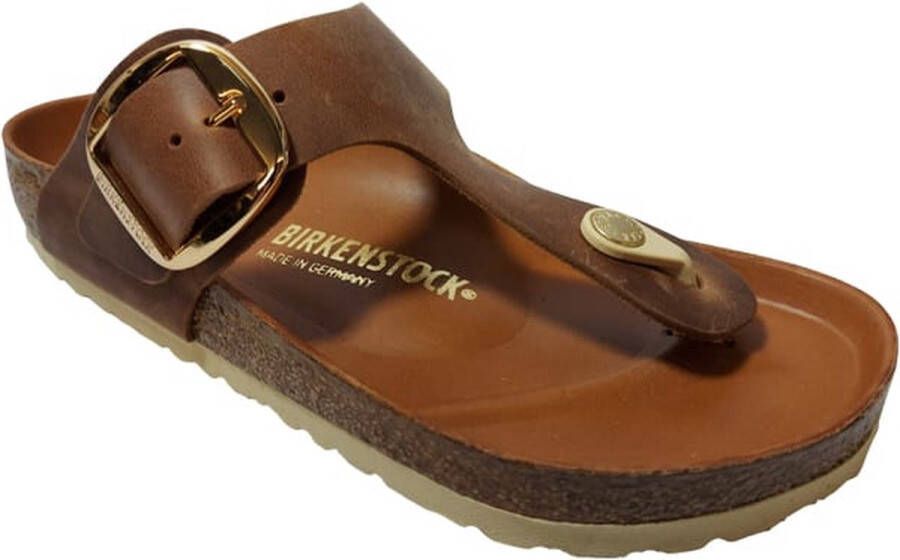 Birkenstock Slipper Gizeh Big Buckle 1018745 Cognac Leer Normaal