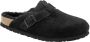 Birkenstock Boston Black narrow Shearling Veloursleder Suede Dames Pantoffels Zwart - Thumbnail 7