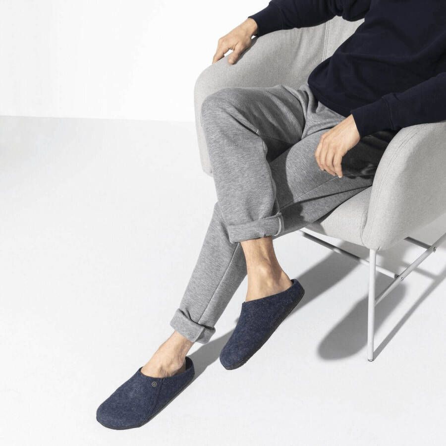 Birkenstock Pantoffels Heren Andermatt Wolvilt Sloffen Standaard Blauw Regular - Foto 7