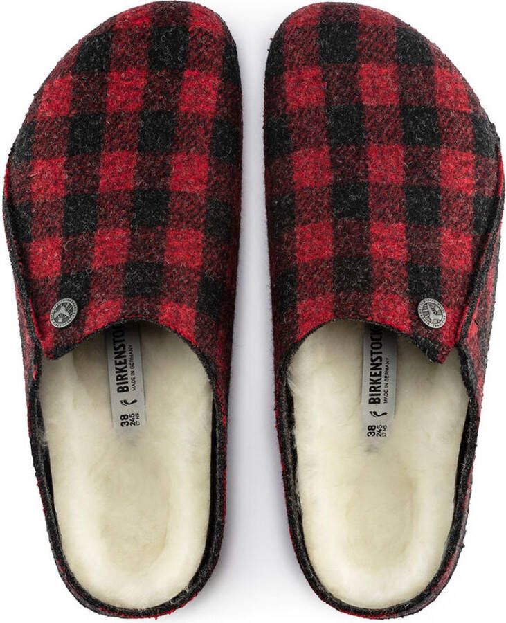 Birkenstock Zermatt Pantoffels Plaid Active Red Narrow fit | Rood | Wolvilt - Foto 4