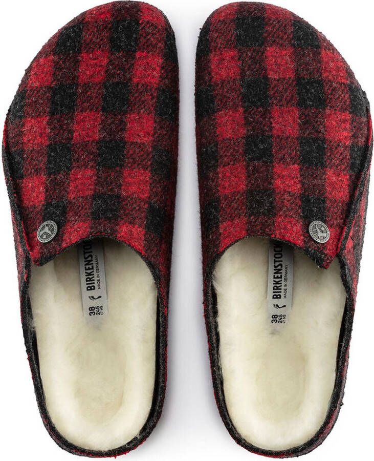 Birkenstock Zermatt Plaid sloffen narrow rood zwart uni (s) (1017544)