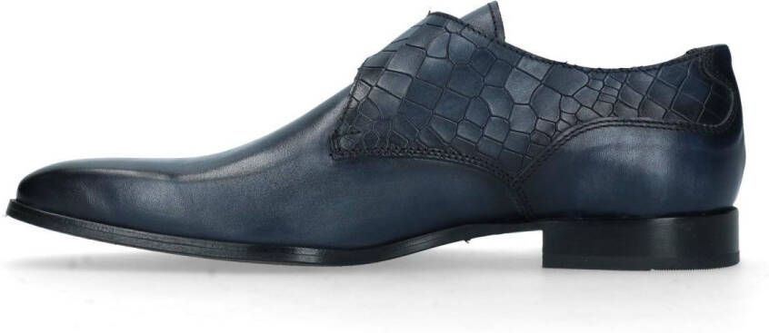 Black Label Heren Donkerblauwe gespschoenen van leer