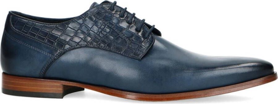 Black Label Heren Donkerblauwe leren veterschoenen