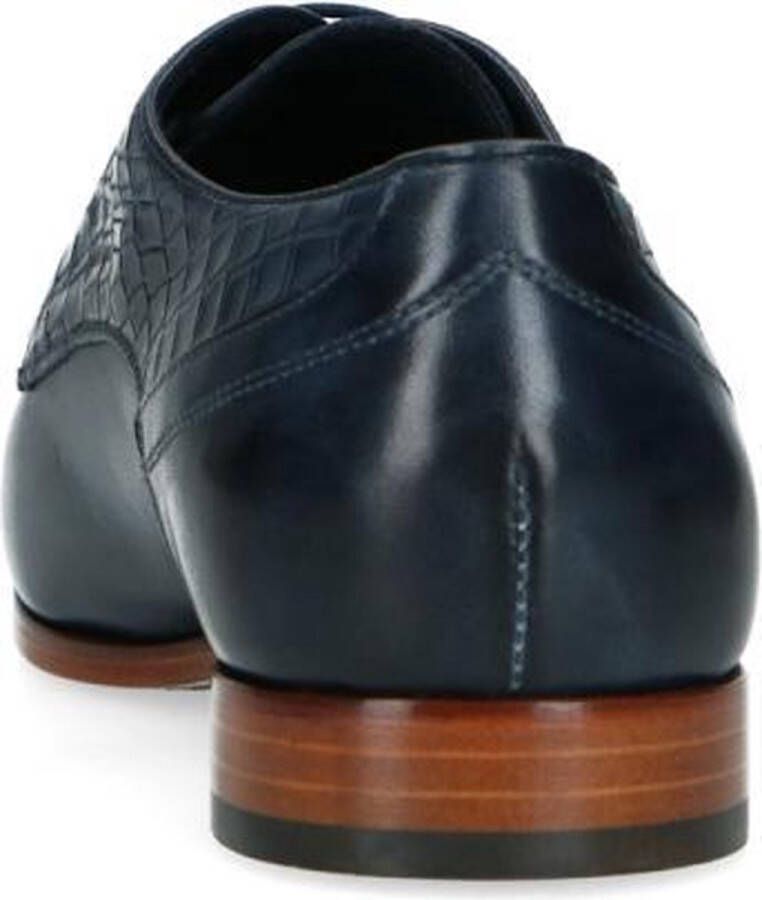 Black Label Heren Donkerblauwe leren veterschoenen