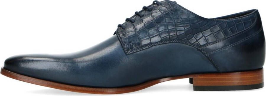 Black Label Heren Donkerblauwe leren veterschoenen