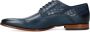 Black Label Heren Donkerblauwe leren veterschoenen - Thumbnail 6