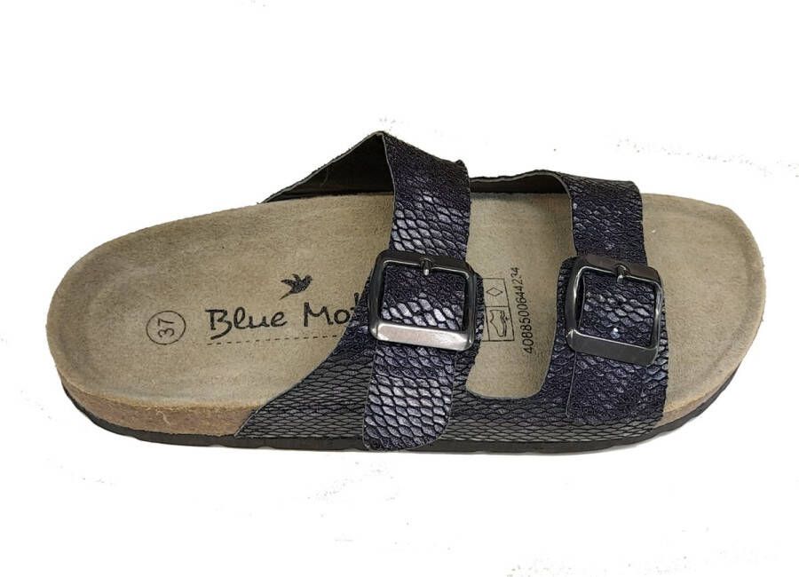 blue emotion Blue Motion dames slippers model 4 donkerbruin met motief