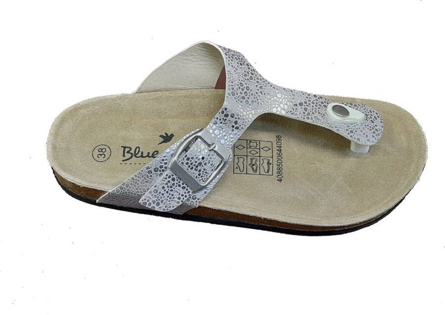 blue motion teenslippers model 1 zilver met motief