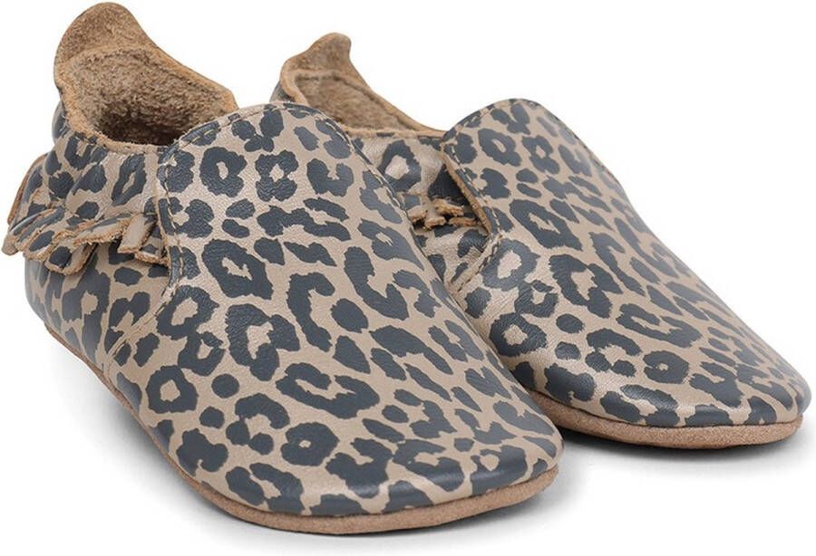 Bobux Babyslofjes Soft Soles Gold Leopard Print Large