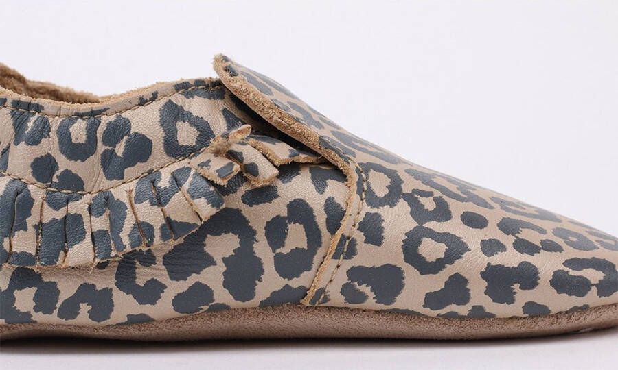 Bobux Babyslofjes Soft Soles Gold Leopard Print Large