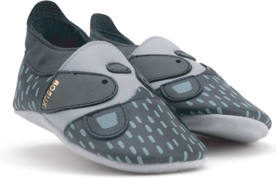 Bobux Soft Soles Baby Slofjes Leer Rascal Charcoal