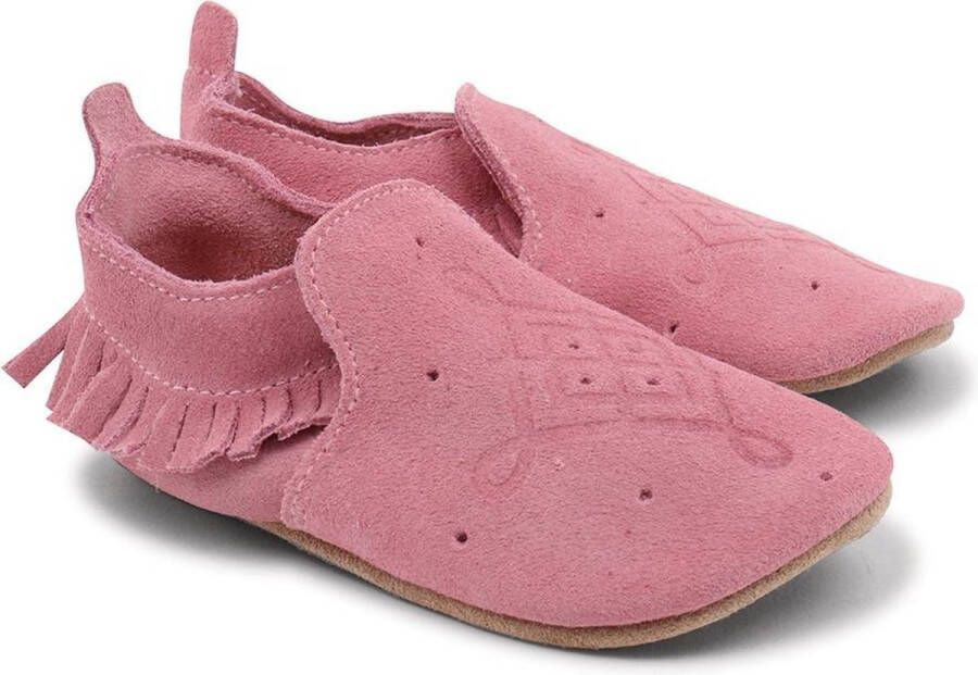 Bobux Soft Soles Suede moccasin rose Babyslofjes