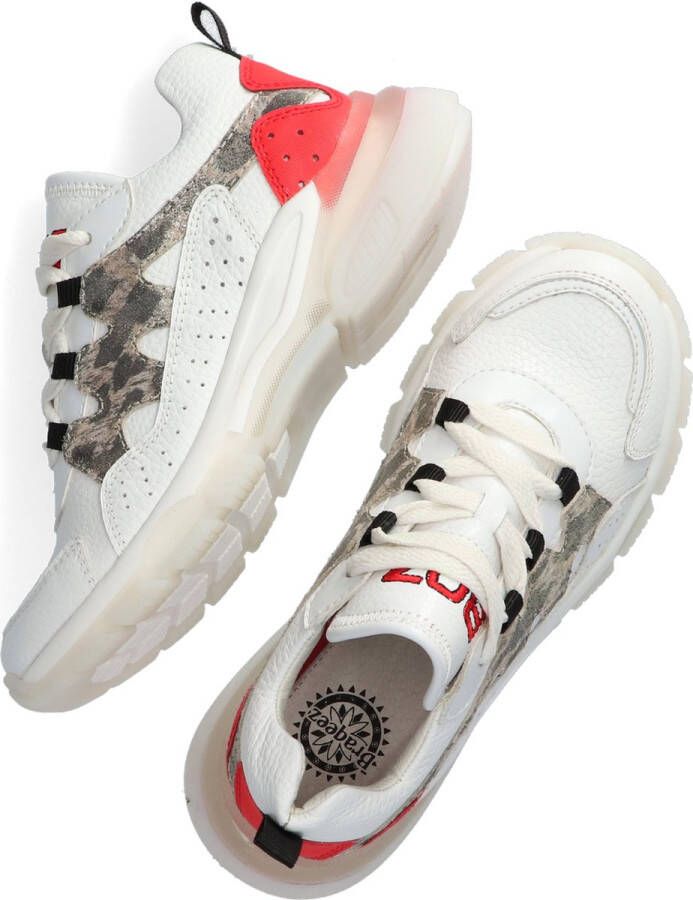 Braqeez 421270-500 Meisjes Lage Sneakers Wit Print Leer Veters