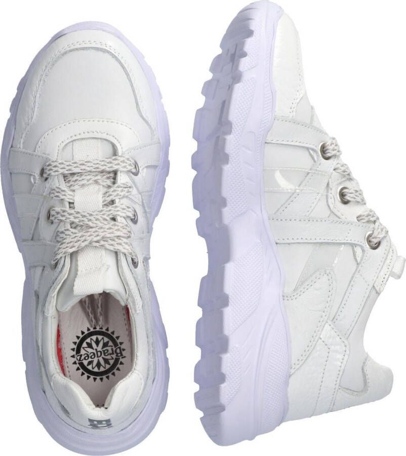 Braqeez 421281-800 Meisjes Lage Sneakers Wit Leer Veters