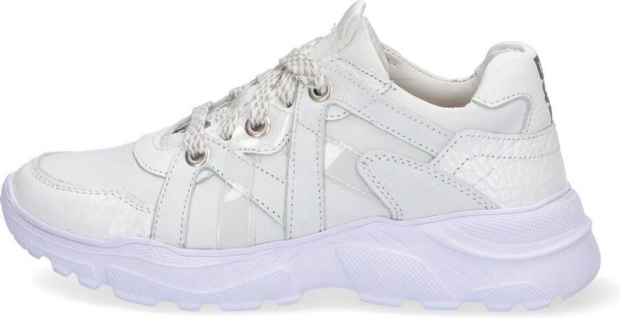 Braqeez 421281-800 Meisjes Lage Sneakers Wit Leer Veters