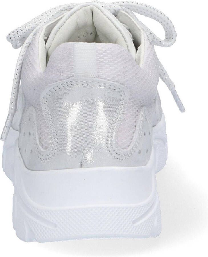 Braqeez 421306-591 Meisjes Lage Sneakers Wit Zilver Leer Veters