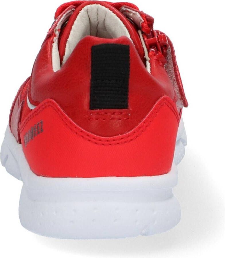 Braqeez 421340-541 Jongens Lage Sneakers Rood Leer Veters