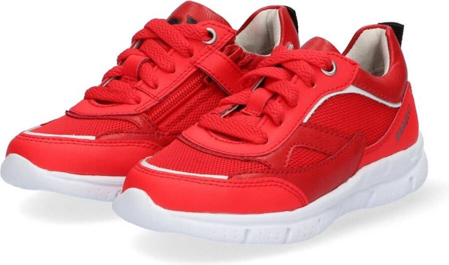 Braqeez 421340-541 Jongens Lage Sneakers Rood Leer Veters