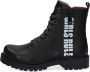 Braqeez 421773-489 Meisjes Biker Boots Zwart Leer Veters - Thumbnail 13