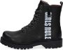 Braqeez 421773-489 Biker Boots Zwart Leer Veters - Thumbnail 13