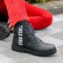 Braqeez 421773-489 Meisjes Biker Boots Zwart Leer Veters - Thumbnail 7