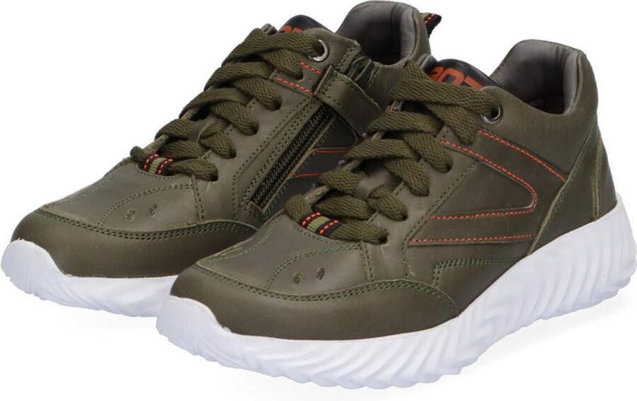 Braqeez 421930-569 Jongens Lage Sneakers Groen Nubuck Veters