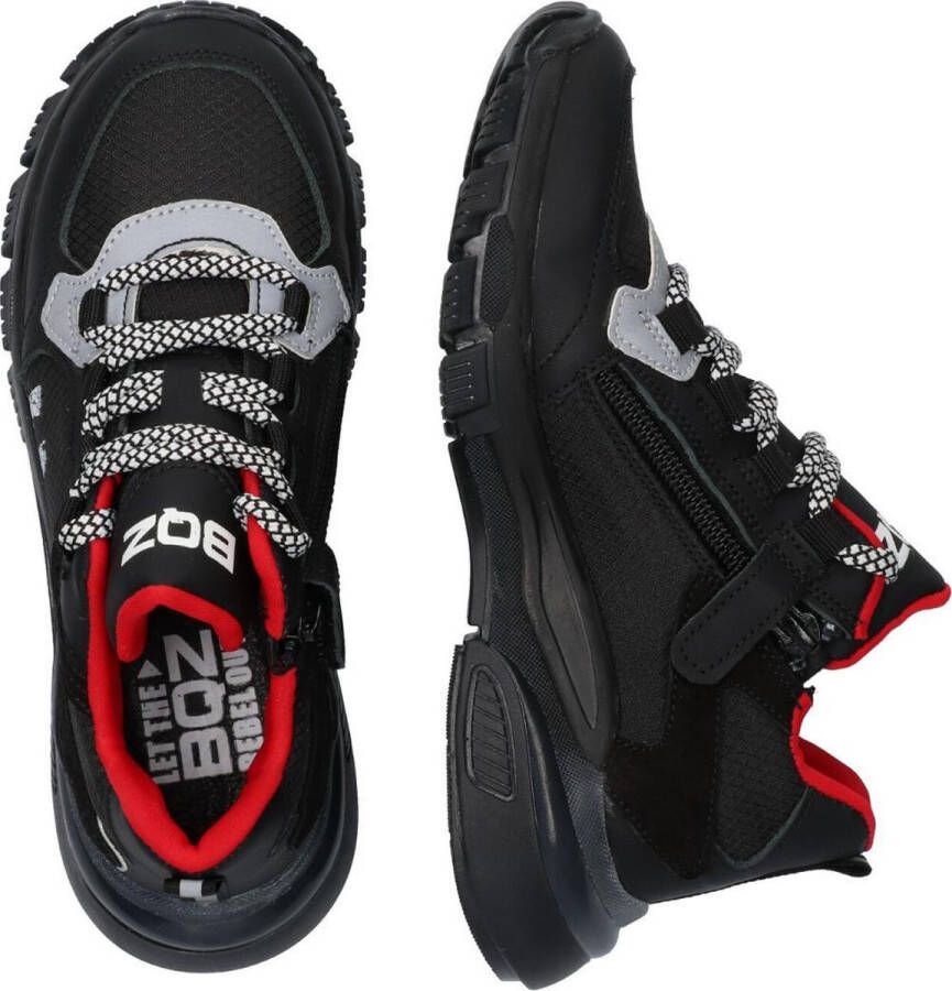 Braqeez 421970-589 Jongens Lage Sneakers Zwart Textiel Veters