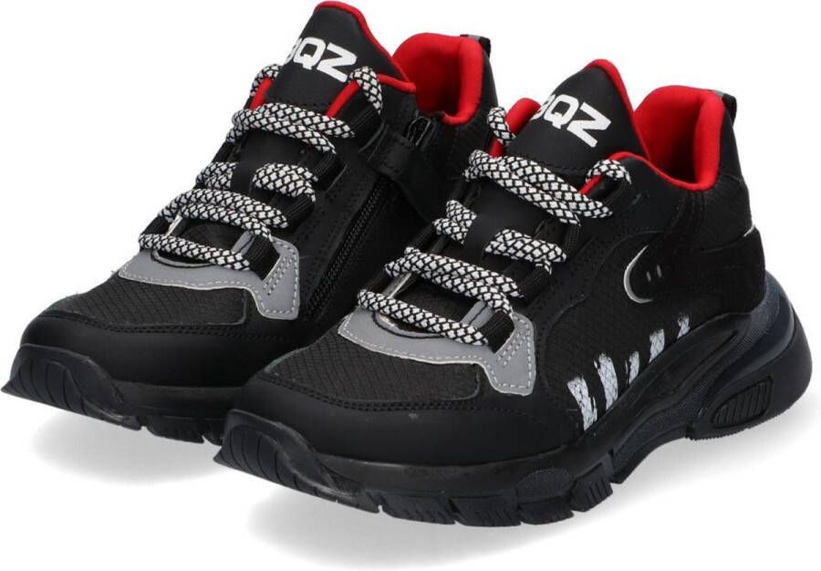 Braqeez 421970-589 Jongens Lage Sneakers Zwart Textiel Veters