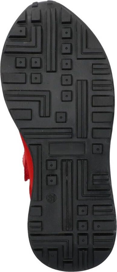 Braqeez 422271-541 Jongens Lage Sneakers Rood Wit Leer Veters