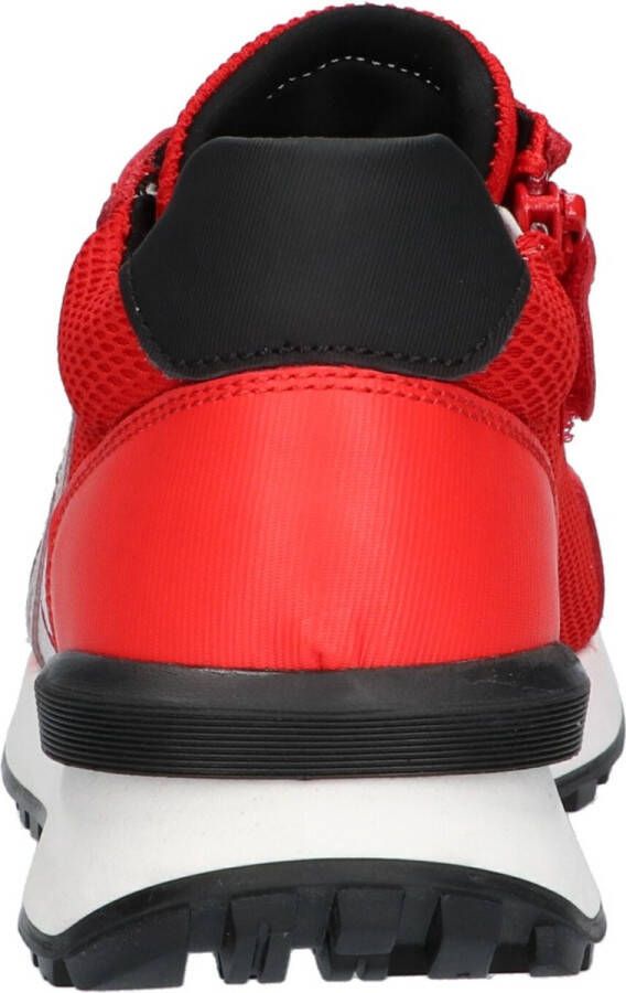 Braqeez 422271-541 Jongens Lage Sneakers Rood Wit Leer Veters