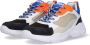 Braqeez 422283-429 Jongens Lage Sneakers Wit Blauw Oranje Leer Veters - Thumbnail 4