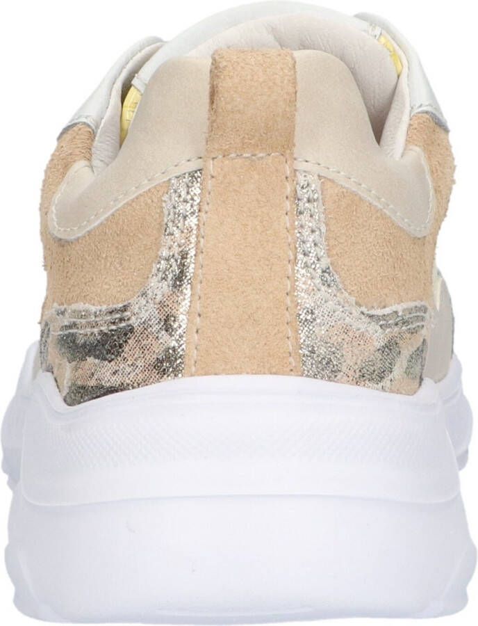 Braqeez 422283-500 Meisjes Lage Sneakers Beige Bruin Print Geel Wit Leer Veters