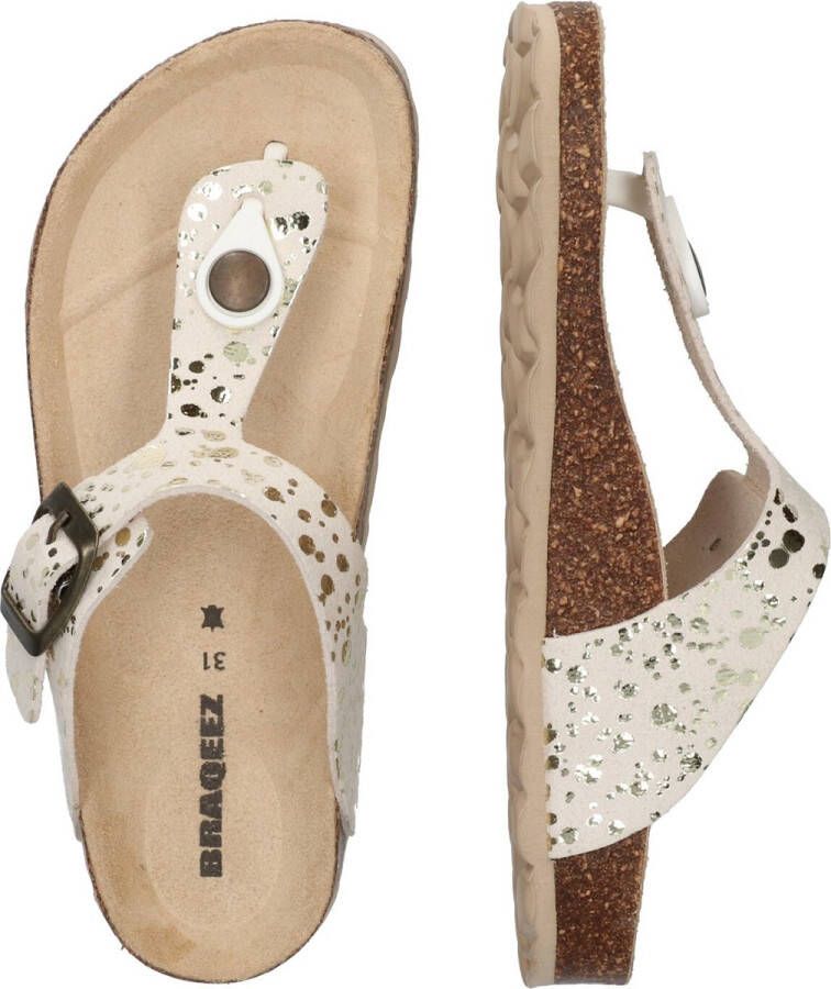 Braqeez 422411-503 Meisjes Slippers Wit Imitatieleer Gesp