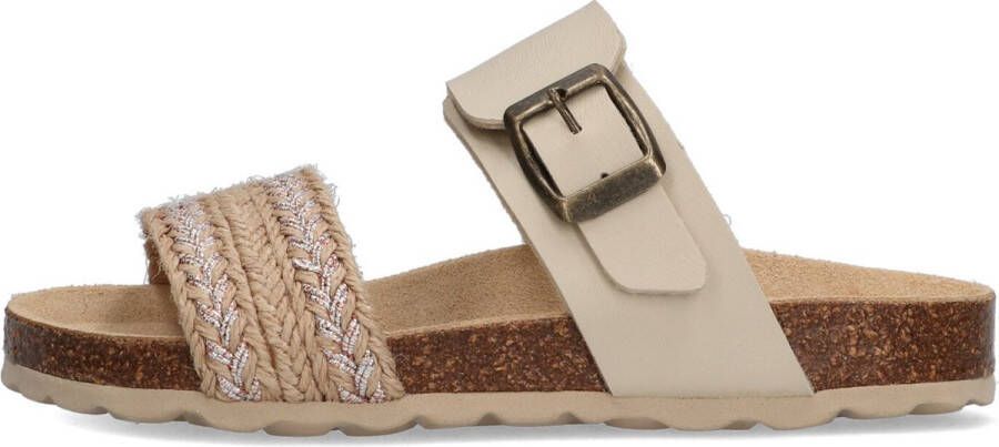 Braqeez 422421-502 Meisjes Slippers Beige Imitatieleer Gesp