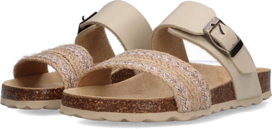 Braqeez 422421-502 Meisjes Slippers Beige Imitatieleer Gesp