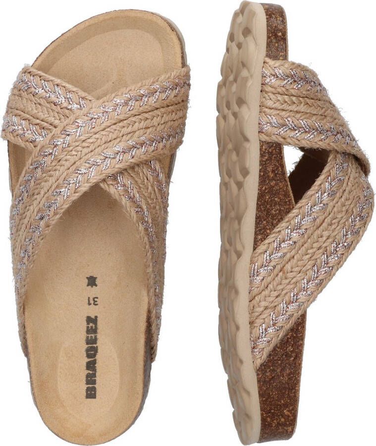 Braqeez 422422-502 Meisjes Slippers Beige Imitatieleer Geen Sluiting