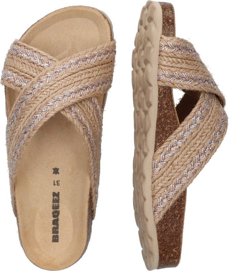 Braqeez 422422-502 Meisjes Slippers Beige Imitatieleer Geen Sluiting