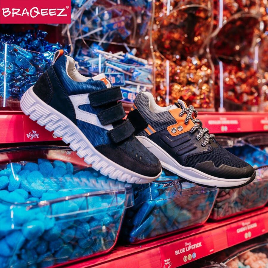 Braqeez 422431-129 Jongens Lage Sneakers Blauw Nubuck Klittenband - Foto 11