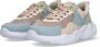 Braqeez 422492-721 Meisjes Lage Sneakers Blauw Groen Beige Imitatieleer Veters - Thumbnail 2