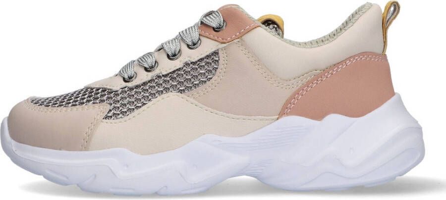 Braqeez 422492 796 Meisjes Lage Sneakers Beige Roze Imitatieleer Veters - Foto 3