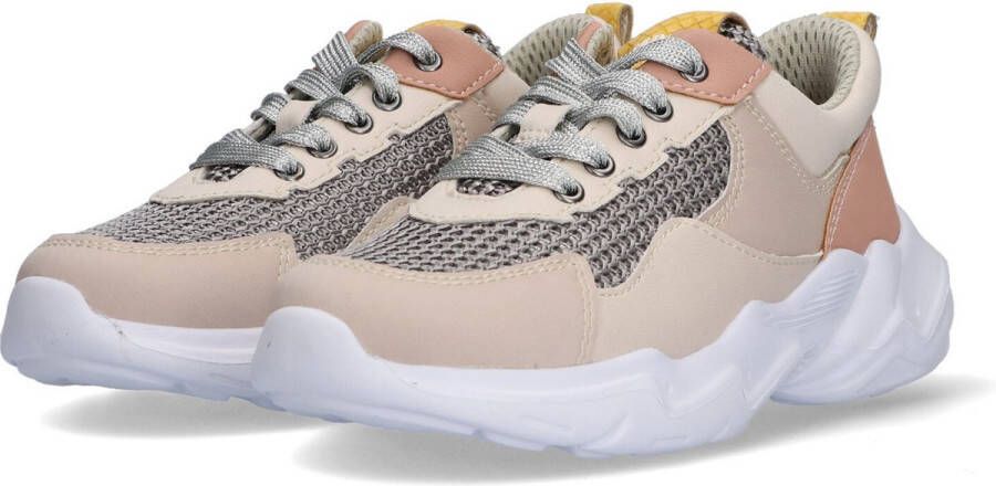 Braqeez 422492 796 Meisjes Lage Sneakers Beige Roze Imitatieleer Veters - Foto 6