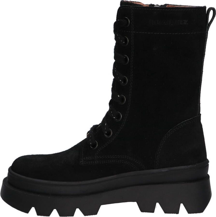 Braqeez 422723-589 Meisjes Veterboots Zwart Suède Veters