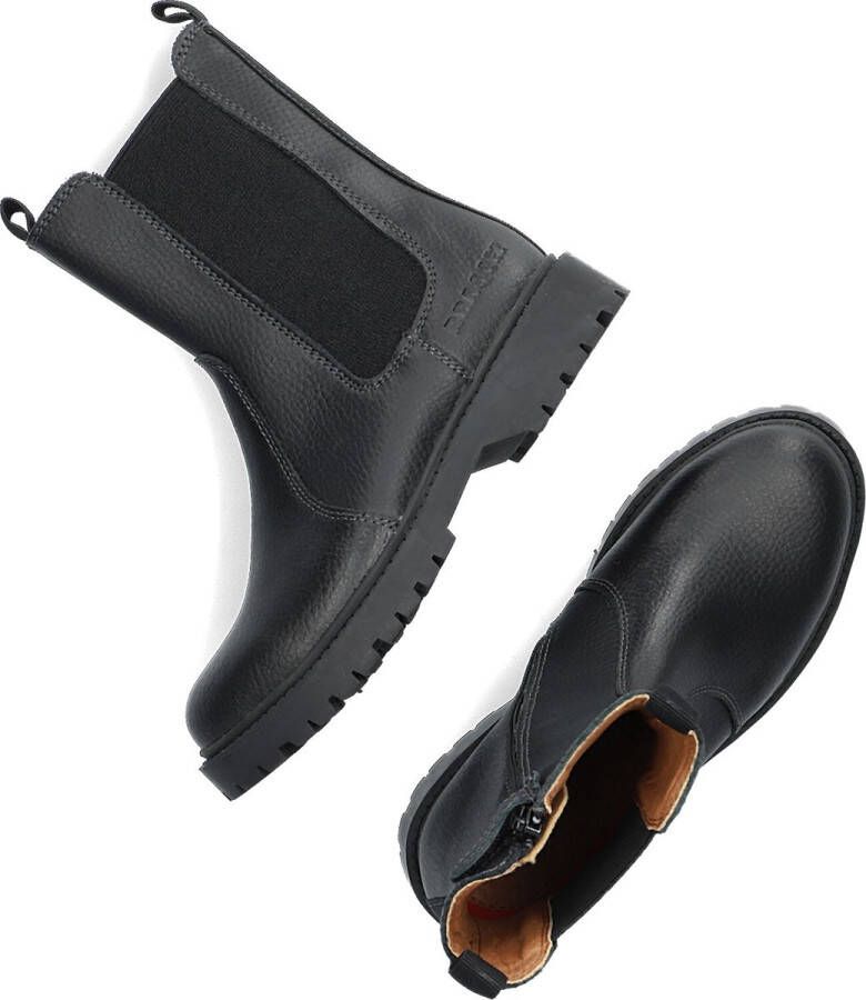 Braqeez 422774-589 Meisjes Chelsea Boots Zwart Leer Ritssluiting