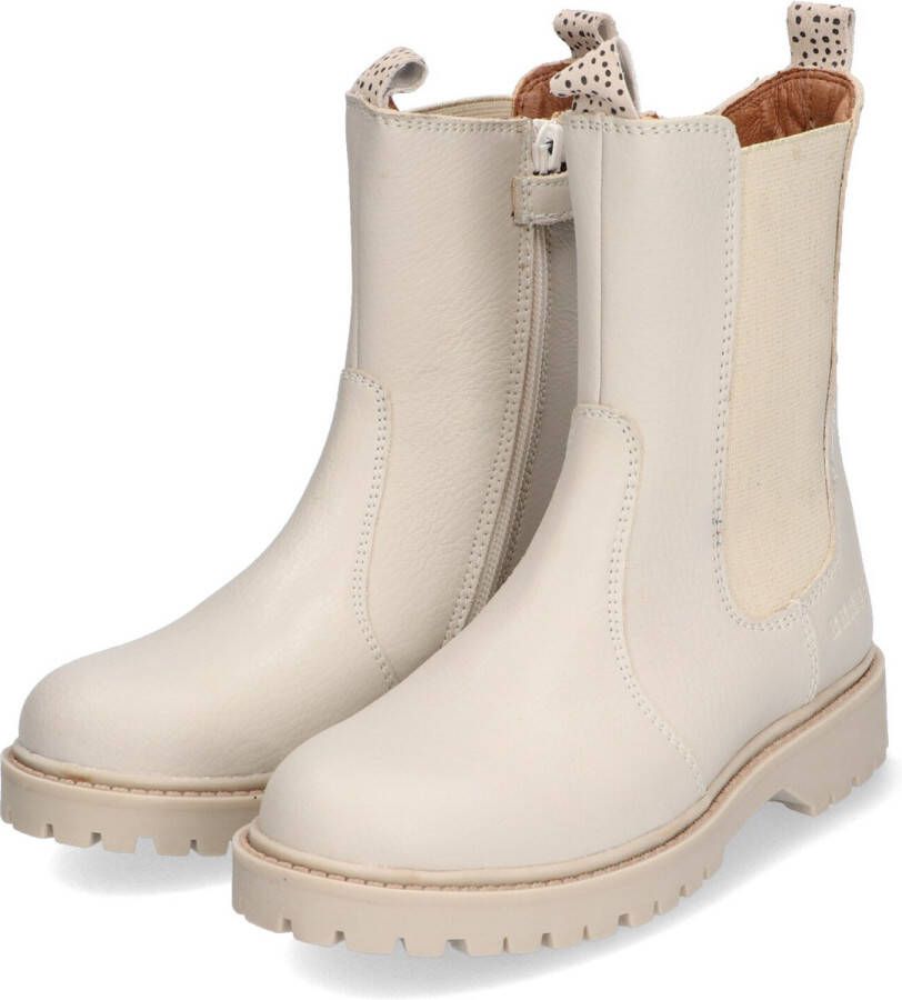 Braqeez 422774-602 Meisjes Chelsea Boots Beige Leer Ritssluiting